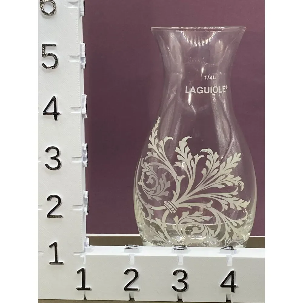 Laguiole Etched Glass Carafe Floral Pattern 1/4 L 8.5 oz Made in France